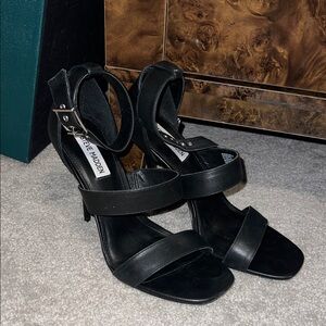 Steve Madden Black Open-Toe Ankle Strap Heels